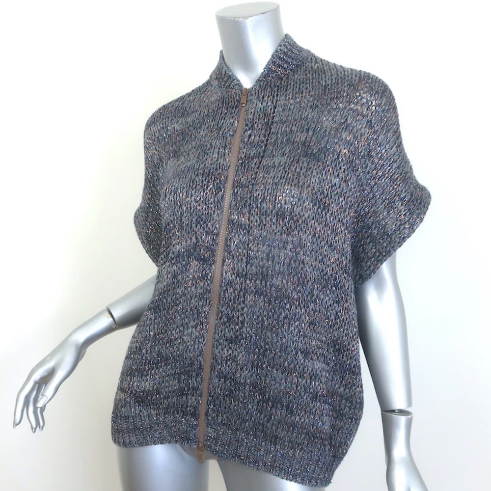Brunello Cucinelli Textured Knit Zip-Up Sweater M